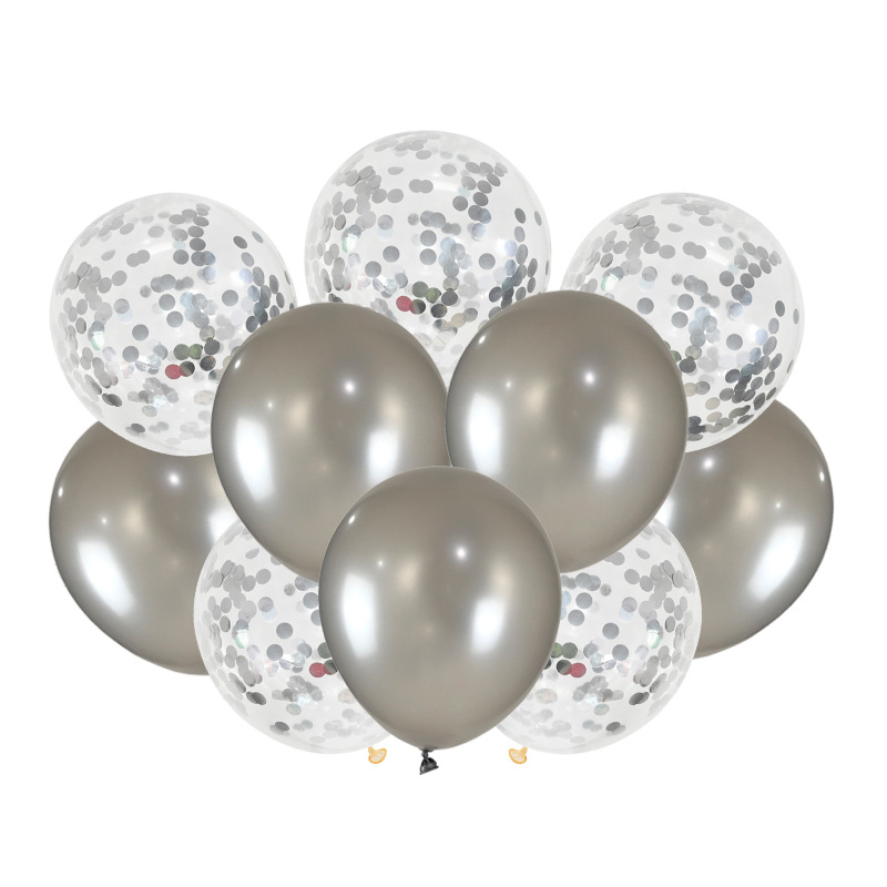 Transfronterizo de 12 pulgadas de papel de lentejuelas blanco puro traje de cumpleaños decoración de la habitación de la boda atmósfera decorativa empuje globo de látex