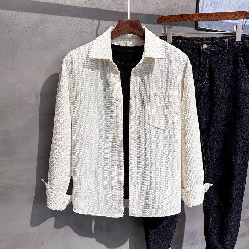 2026 Solid Color Long-Sleeve Shirt Japanese Style Hong Kong Style Ins Loose Shirt Men's Summer Trendy Versatile Casual Jacket
