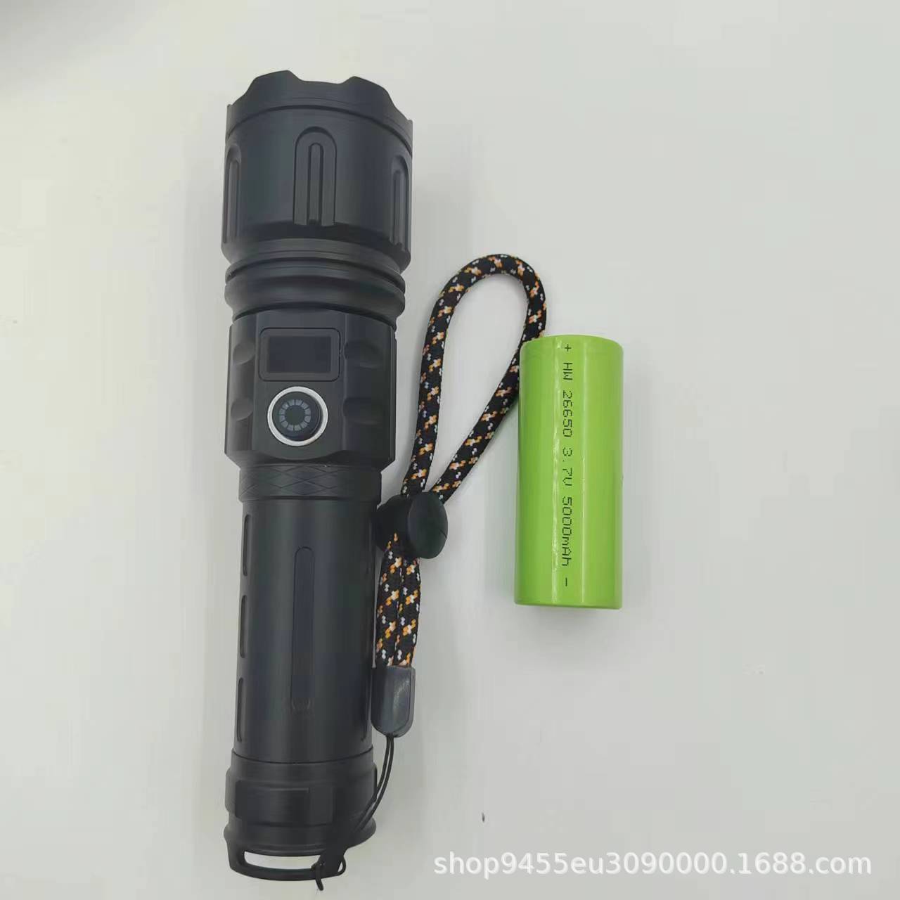 Nueva linterna láser blanca transfronteriza Tipo-C recargable zoom al aire libre inteligente pantalla eléctrica linterna LED