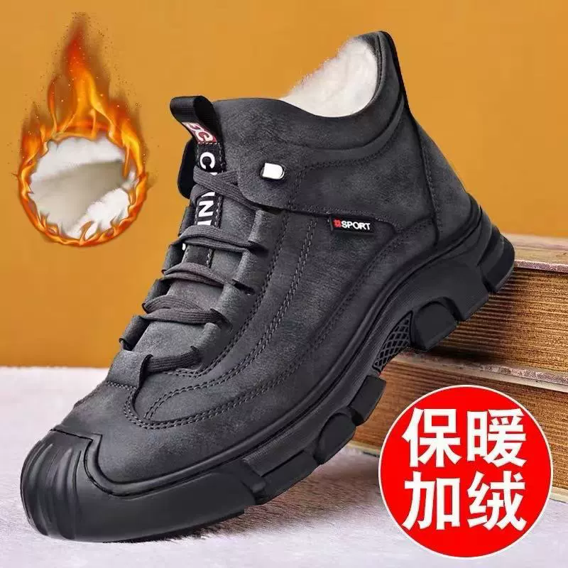 Зимние хлопчатобумажные туфли, бархатные и высокие, снежные сапоги, защита от холода, дикая спортивная обувь на открытом воздухе, обувь для пап в английском стиле
