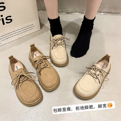 英倫風小皮鞋女法式通勤軟底勃肯鞋春季新款軟底不累腳豆豆鞋