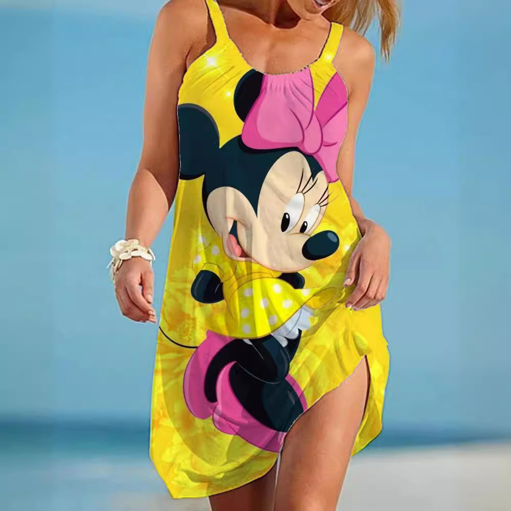 2024 여름 새로운 도시 레저 비치 원피스 슬링 3d 인쇄 원피스 여성 대외 무역 유럽과 미국 국경