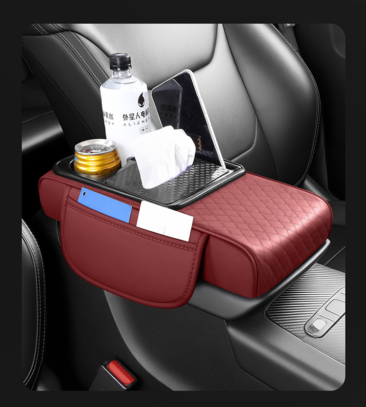 Cross-Border Foreign Trade Car Armrest Box Pad, Universal Car Tissue Box Heightening Pad, Full Leather Pad, Storage Universal Model