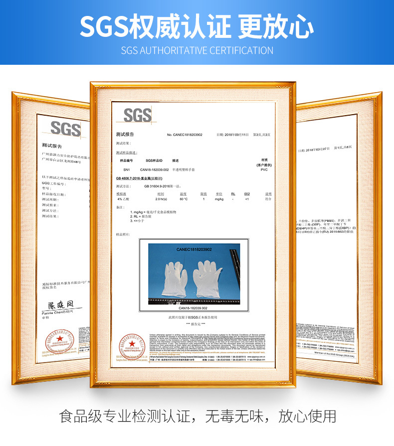 pvc手套 无粉 一次性