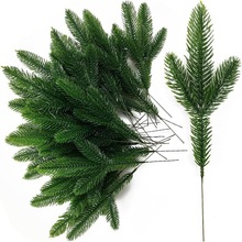 跨境专供仿真植物松枝 三叉立体松针枝圣诞树DIY装饰配件仿真松针