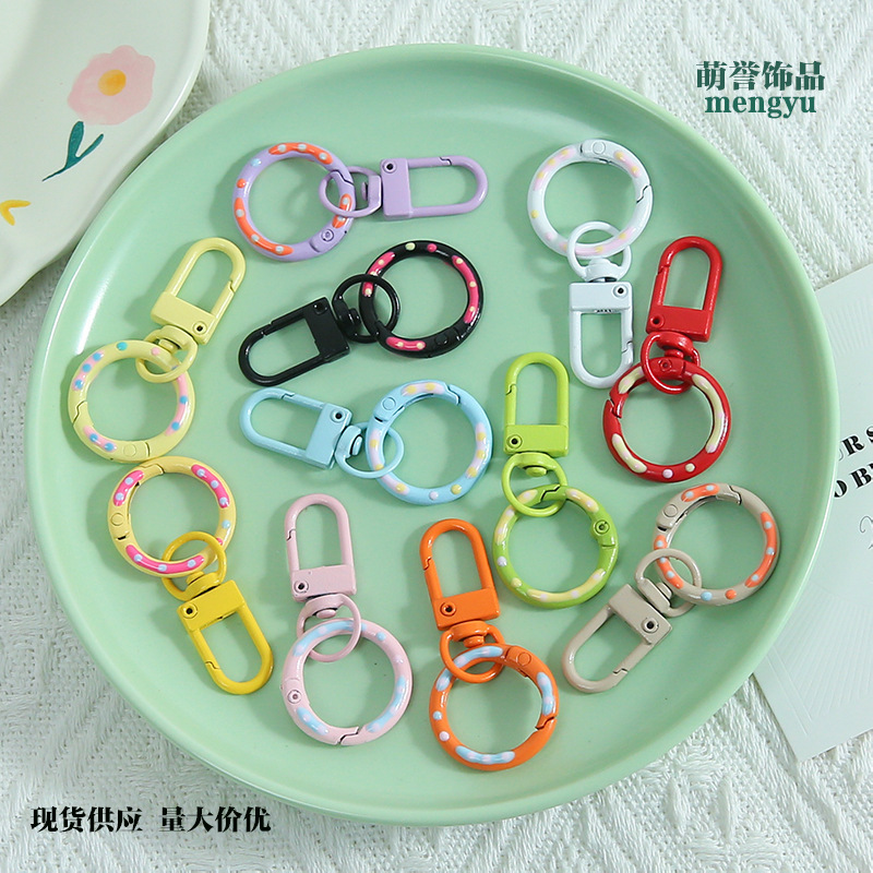 Candy-Colored Donut Spring Buckle Rotatable Door Buckle Keychain DIY Key Ring Accessory Doll Pendant