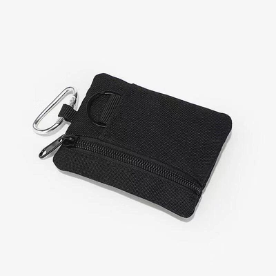 Canvas mini key and coin purse for women and men, student small wallet, card holder, children's small bag, boy's key bag (Static Rod/Key Bag) - black-with-hook