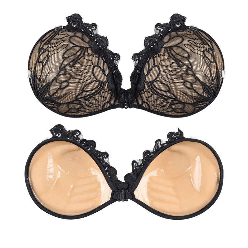 Pegatinas en el pecho vestido de novia de las mujeres con el pecho pequeño empuje hacia arriba el apoyo engrosada gran encaje nupcial foto de la boda pegatinas de mama invisible