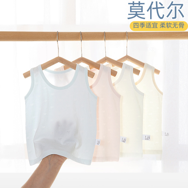 赤ちゃんの赤ちゃんのベスト夏の薄いモデルのモーダルの子供のノースリーブキャミソールの新生児の下の服の赤ちゃん