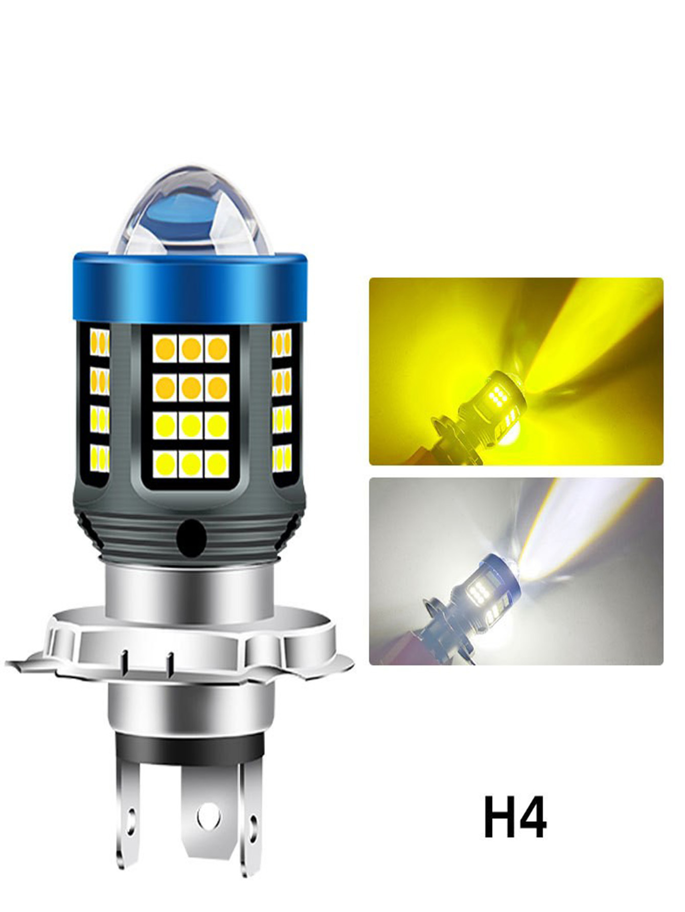 Tcyato Angel Eye Cross-Border New Product Led Motorcycle Headlight H4 Ba20D P15D White and Yellow Two-Color Super Bright Front