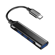 笔记本电脑集线器usb扩展器适用车载TypeC转换器USB转接头黑色