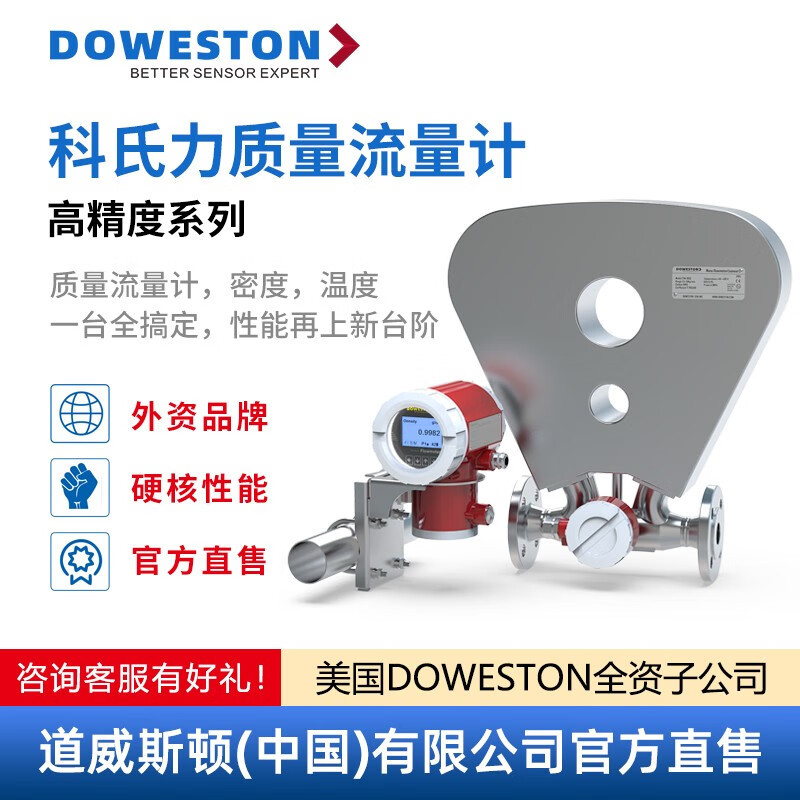 道威斯顿科氏力质量流量计防爆柴油汽油液体气体密度科里奥数显
