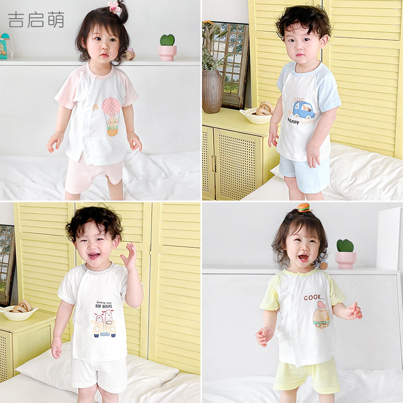 Conjunto de verano para bebé, pijama infantil de manga corta, conjunto de dos piezas, ropa separada para niños y niñas, conjunto de verano para bebé