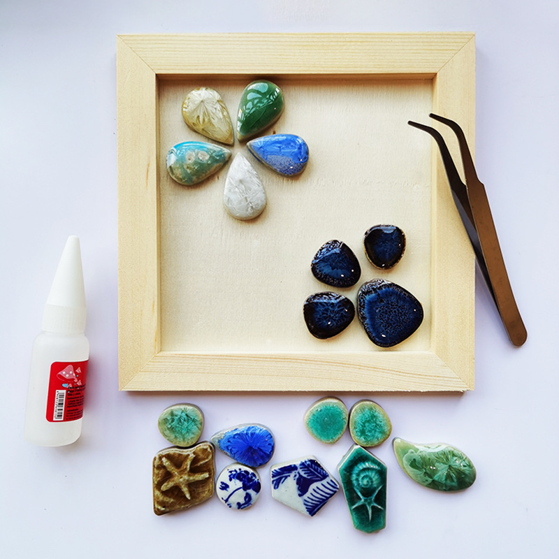 1kg DIY ceramic mosaic fragments special-shaped irregular edge blue and white porcelain pieces handmade materials collage small tiles