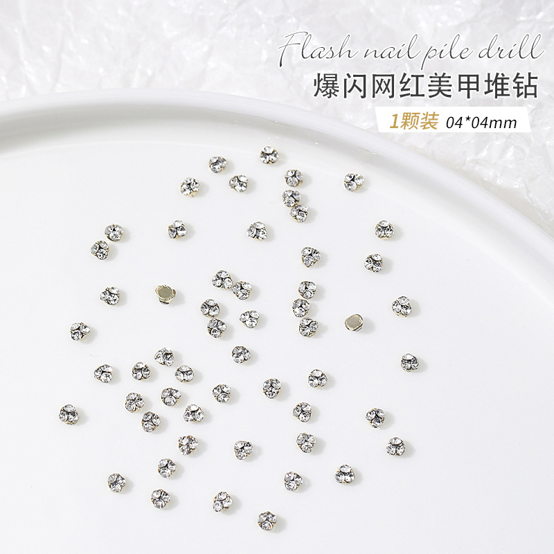 Tamaño pequeño pila de diamante productos terminados en línea de la celebridad flash Super Flash mini pila de diamante bola puntiaguda diamante nail joyería al por mayor