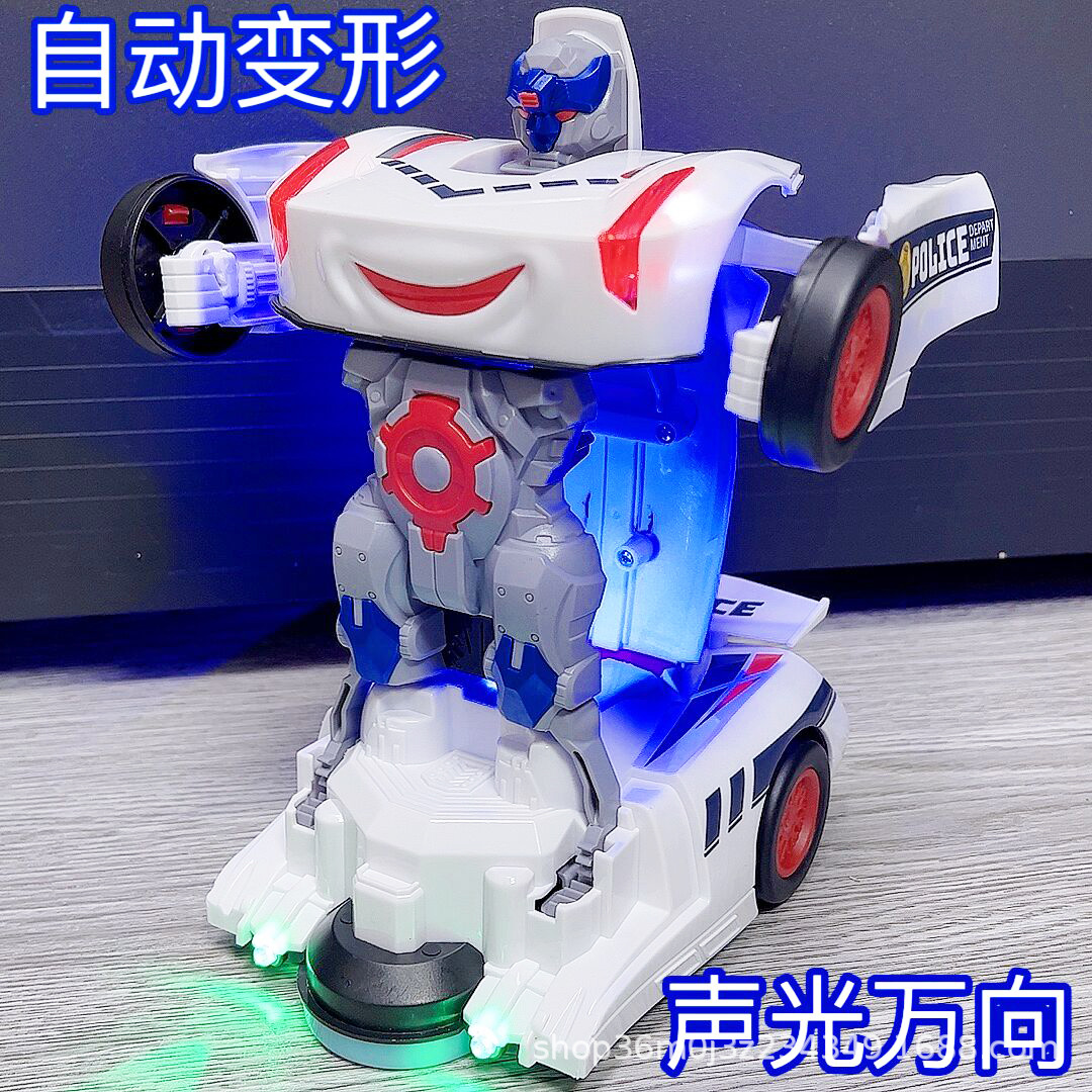 Disparar el mismo coche eléctrico cool deformación de la música policial universal coche robot niños juguetes carro al por mayor