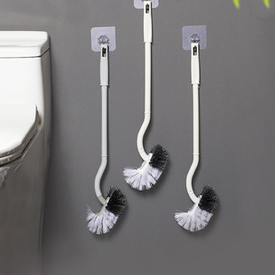 S-type curved long handle toilet brush toilet cleaning brush wall-mounted creative non-dead angle soft hair toilet brush wholesale