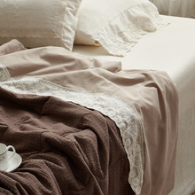 日式侘寂风复古全棉双层纱夏凉被夏被纯棉波点花边大豆被空调被子