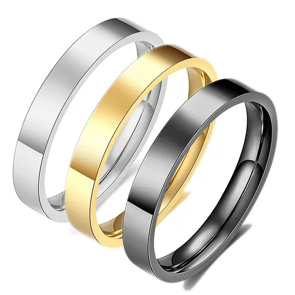 European and American Cross-Border Hot-Selling 3mm Smooth Surface Fashionable Simple Stainless Steel Rings Couple Rings with Laser Logo Option