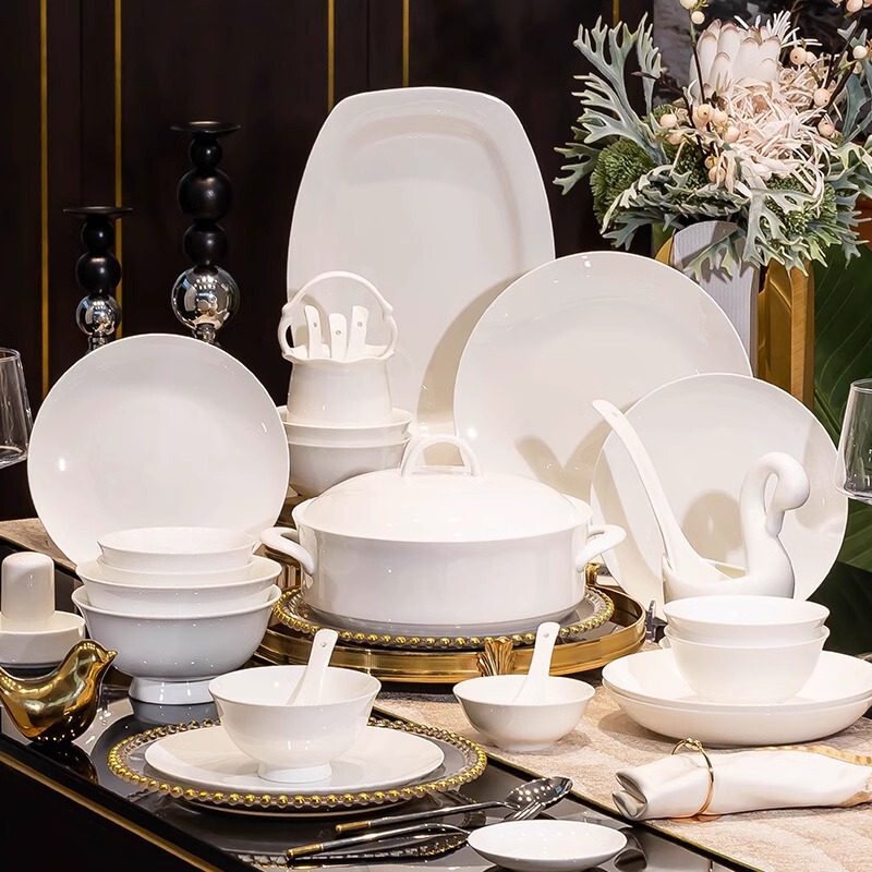 Underglaze Color Dish Set for Home Use 2025 New Pure White Bowls, Plates and Chopsticks Jingdezhen Bone China High-End Tableware Underglaze Color Dish Set for Home Use 2025 New Pure White Bowls, Plates and Chopsticks Jingdezhen Bone China High-End Tableware