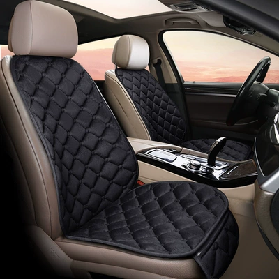 New Diamond plush winter car seat cushion down cotton main driving seat cushion rear office seat cover winter (Seat cushion, seat cover) - classic-black-square-pad