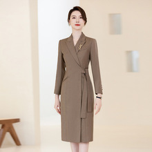 西装连衣裙女冬款新款高级感职业装气质女神范美容院工作服长裙子