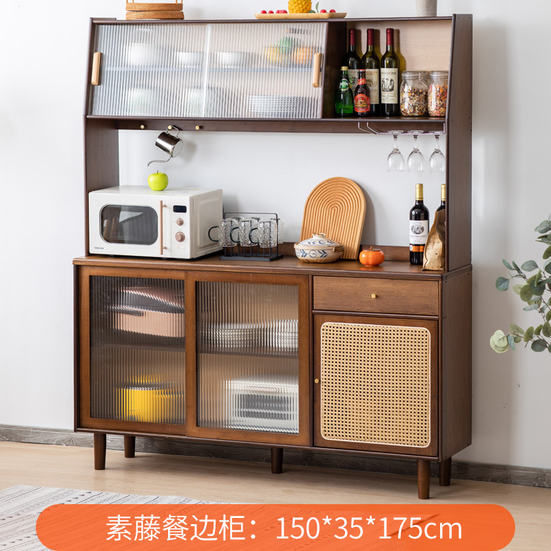 Gabinete lateral nórdico gabinete alto armario de cocina simple gabinete de Casa gabinete de ratán japonés puerta de vidrio gabinete de almacenamiento