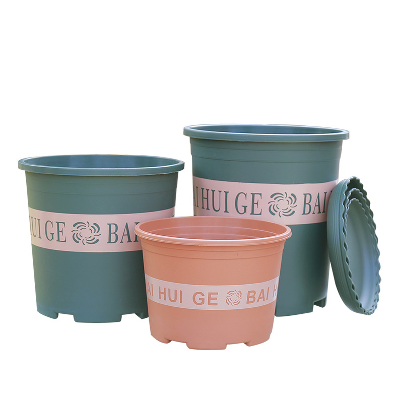 Gallon Pot Ideas Planta verde Control de la raíz Pot Balcón Plantar flores Green Rose Pot Rose Plastic Pot al por mayor
