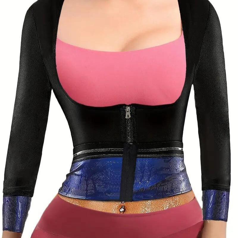 Cross-Border Amazon Long and Short-Sleeved Slim Arm Shapewear Zipper Tummy Control Yoga Clothes Beautiful Back Waist Running Fitness Clothes