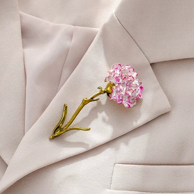 High-grade purple painting oil enamel carnation flower brooch female temperament gift flower pin coat accessories
