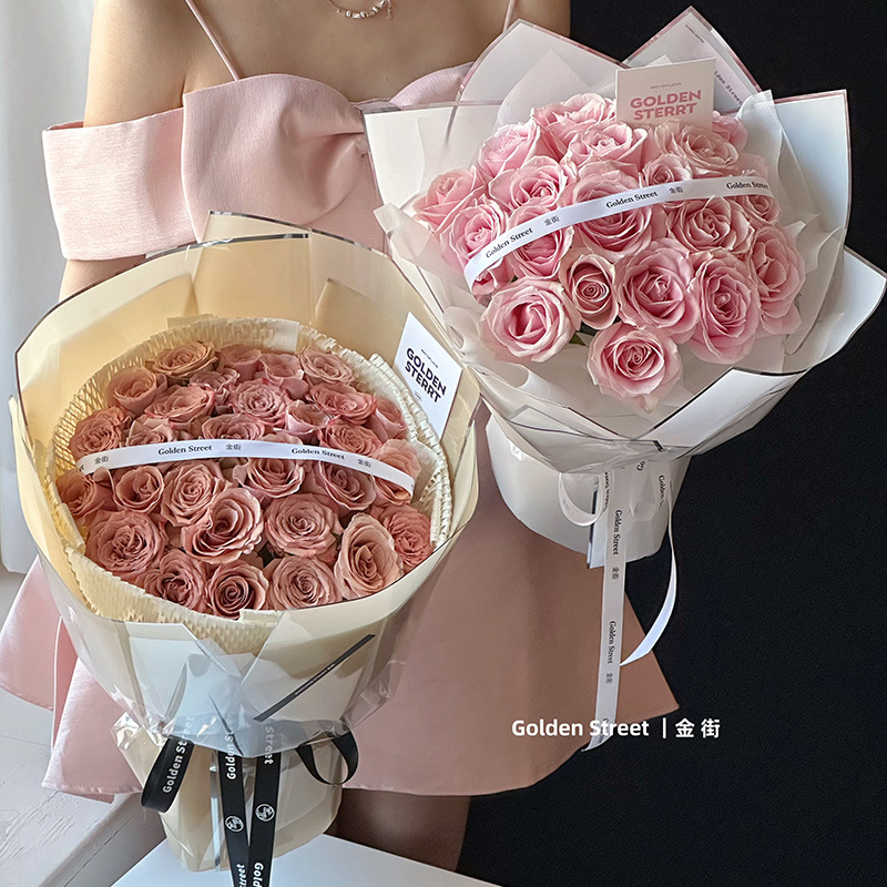 Li Zhi Ran día de San Valentín borde plateado semitransparente papel de niebla impermeable Qixi plata iones gelatina película papel de embalaje de flores