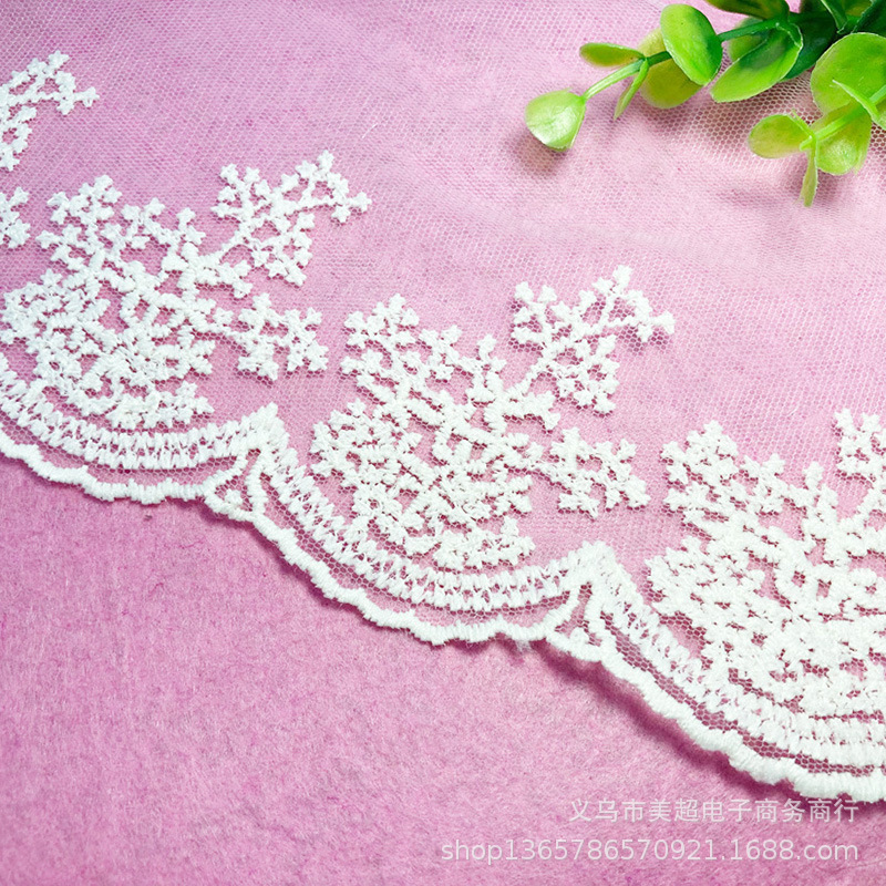 厂家直发牛奶丝刺绣单边大肠发圈裙摆家纺女装蕾丝花边手工辅料