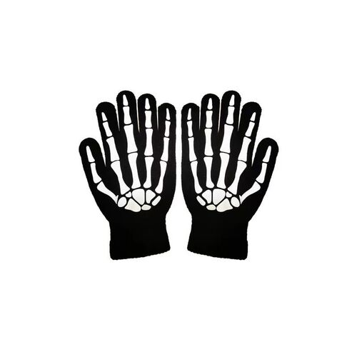 Children's winter gloves, printed gloves, adhesive gloves, cycling warm knitted skull head gloves, knitted glow-in-the-dark gloves
