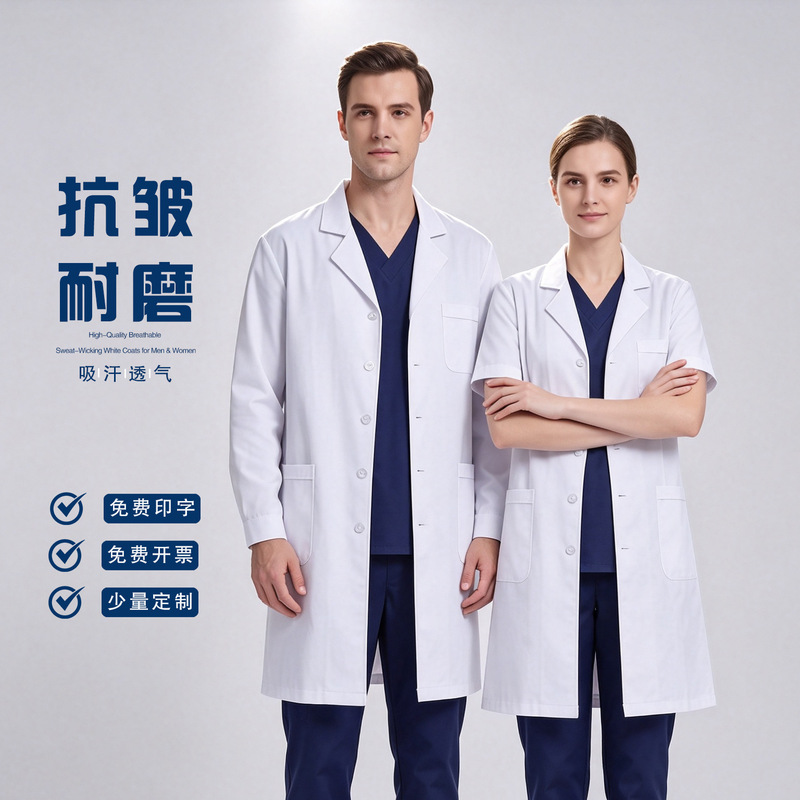 Medical white coats, doctor's uniforms, nurse uniforms, long and short sleeve lab student internship workwear, custom logo Medical white coats, doctor's uniforms, nurse uniforms, long and short sleeve lab student internship workwear, custom logo