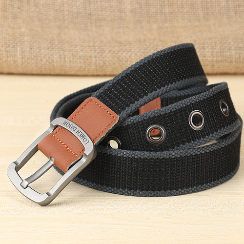 Men's and Women's Zipper Canvas Belt, Korean Style, Versatile Belt for Students, Youth, Military Training, Denim Work Pants with Added Thickness and Length