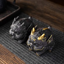 陶瓷紫砂貔貅茶宠招财可养茶桌台家居办公新款创意小摆件跨境代发