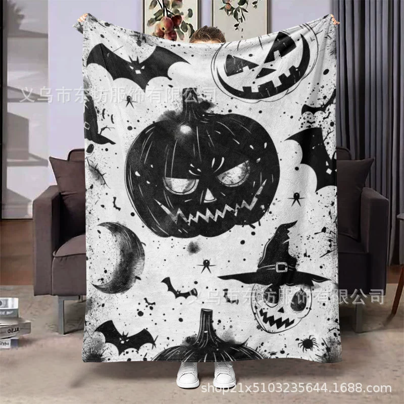 Хэллоуин черная тыква теплая мягкая фланелевая одеяло универсальное четыре сезона