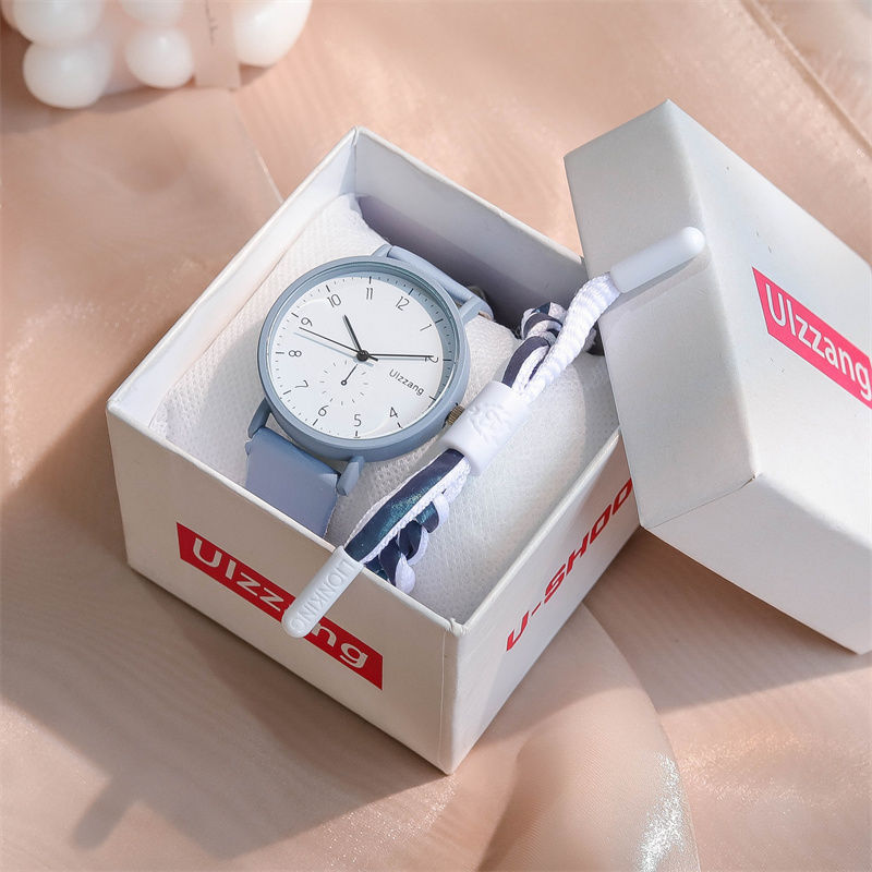 Haze Blue Watch for Examination for Men and Women Korean Style Simple Temperament Fashionable Couple Watch for Junior and Senior High School Students
