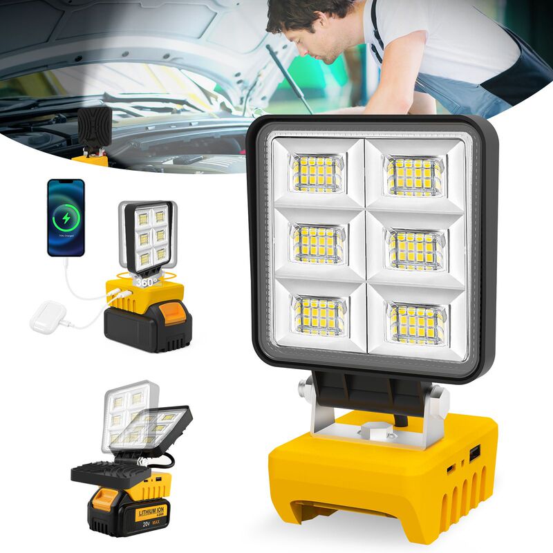 Cross-Border Dewalt Work Light Lithium Battery Model Led Outdoor Mobile Work Light Portable Multi-Functional Auto Repair Work Light