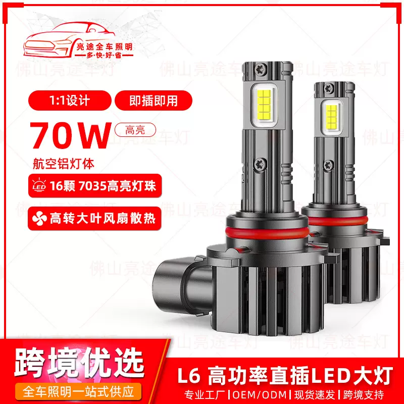 跨境新款 汽车led车灯 聚光三铜管 改装汽车led灯 直插式L6前车灯