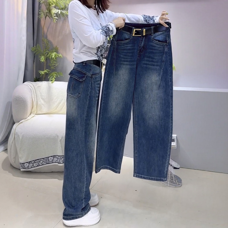 广州十三行高货爆款~女秋2025新款高腰胖mm显瘦梨型身材弯刀裤子|undefined