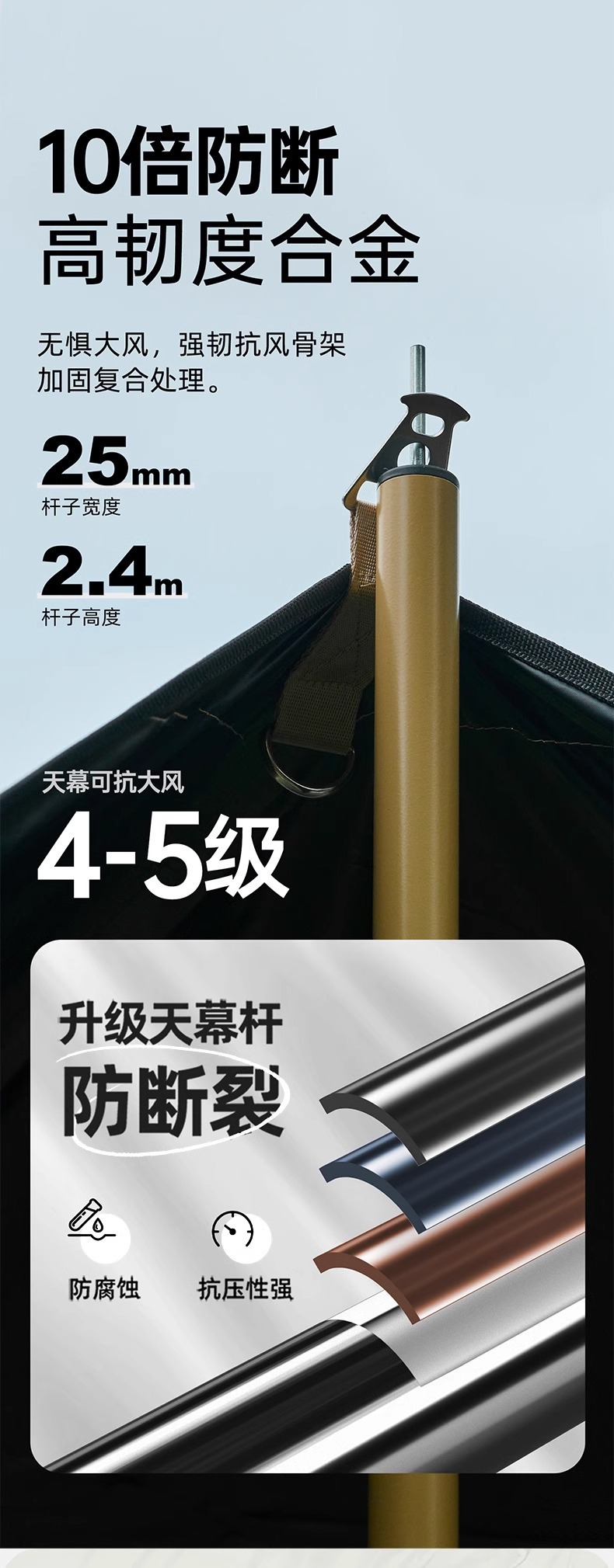 Explorer Mountain-Style Car Side Canopy Tent Side Awning Black Rubber Rainproof Off-Road Suv Car Outdoor Self-Driving