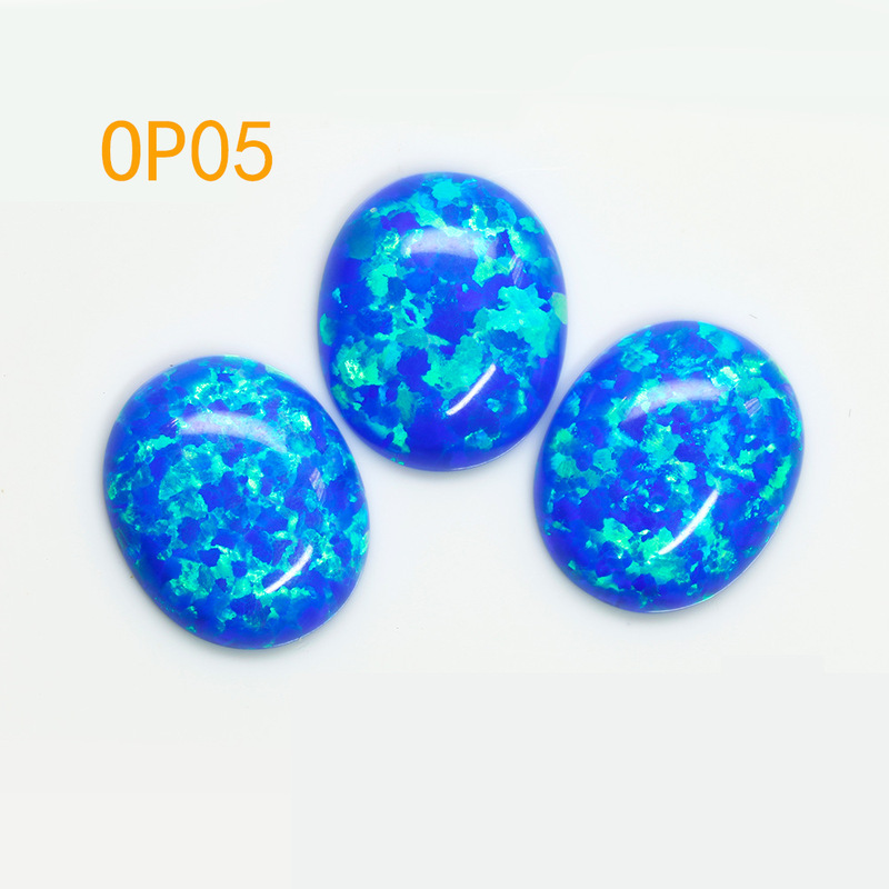 Factory Hot Sale Artificial Opal Egg Shaped Face Flat Oval Face Opal Opal Dark Blue Opal