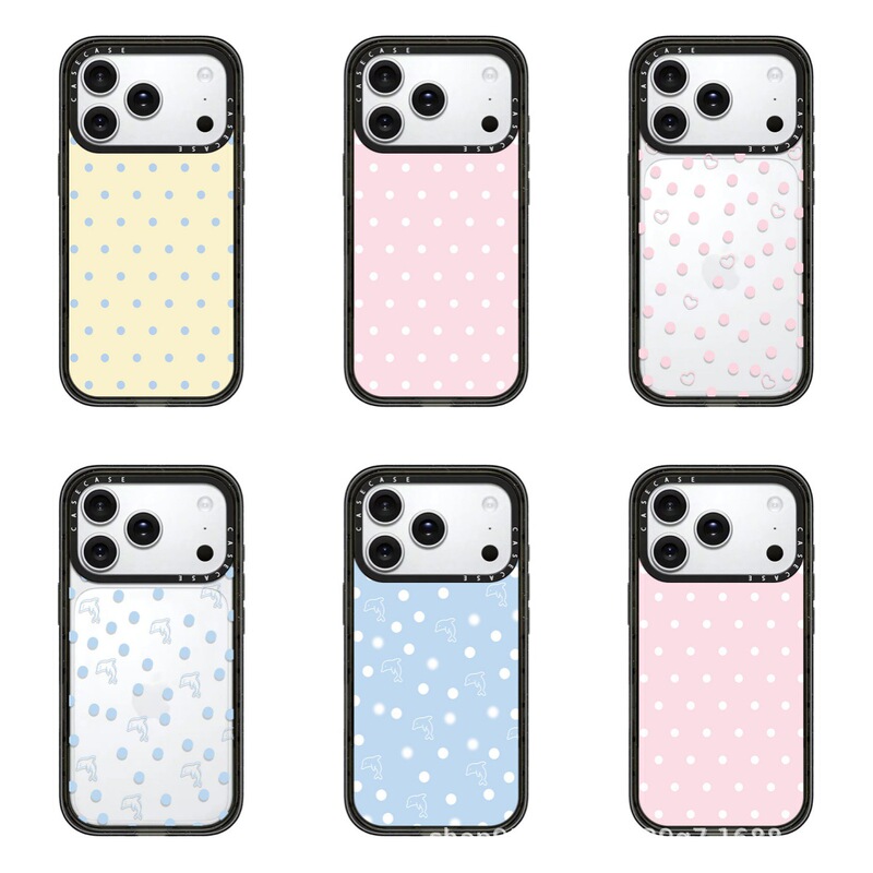 C brand's new cream blue polka dot case is suitable for iPhone 17 Pro Max, 15 Pro Max/16 Pro Max, transparent
