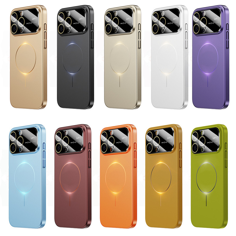 iPhone17Proメタルペイント磁気吸着スマホケース、Apple16マット仕上げ大窓付き、15耐衝撃ハードケース143に適用|undefined