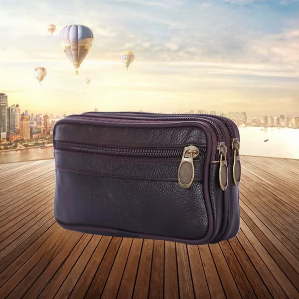 Manufacturers wholesale men's new waterproof mobile phone waist bag wear belt cowhide multi-functional elderly change key bag