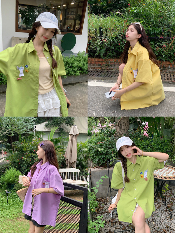 Summer Dopamine Bright-Colored Short-Sleeve Shirt for Women 2026 Versatile Student Niche Design Polo Collar Top