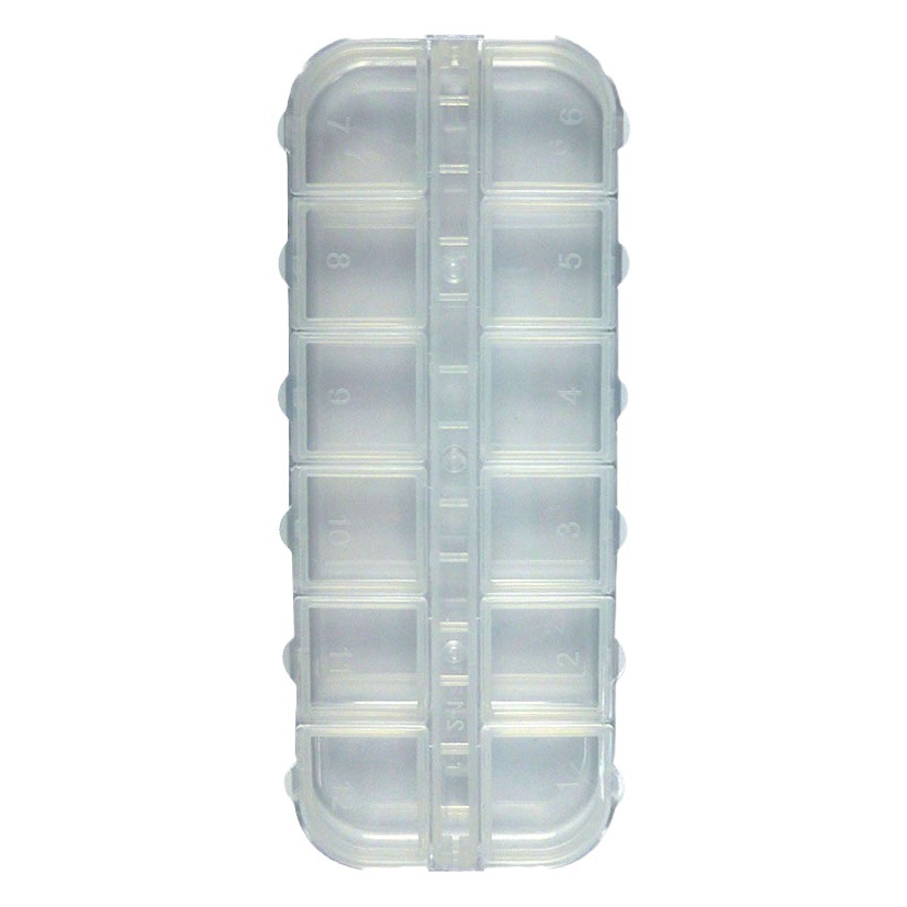 Caja de joyería para decoración de uñas, 12 compartimentos, rectangular, caja de diamantes para decoración de uñas, caja de almacenamiento con tapa con remaches, juego de herramientas de bricolaje, transfronterizo