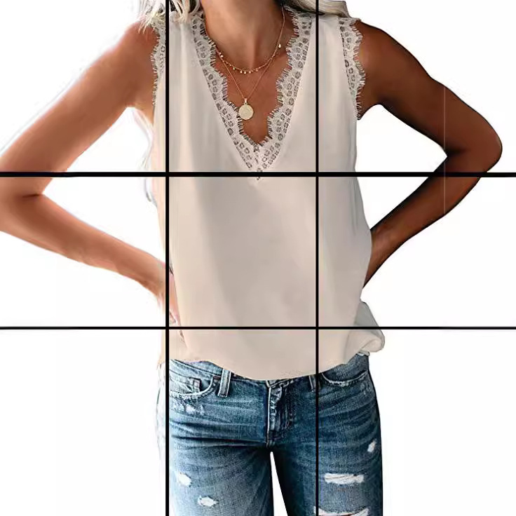 Amazon 2020 Summer cross-border solid color lace V-neck sleeveless women's top T plus size chiffon vest