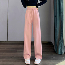 夏季阔腿裤子女2025新中式高腰新款垂感直筒裤遮肉显瘦抽绳休闲裤